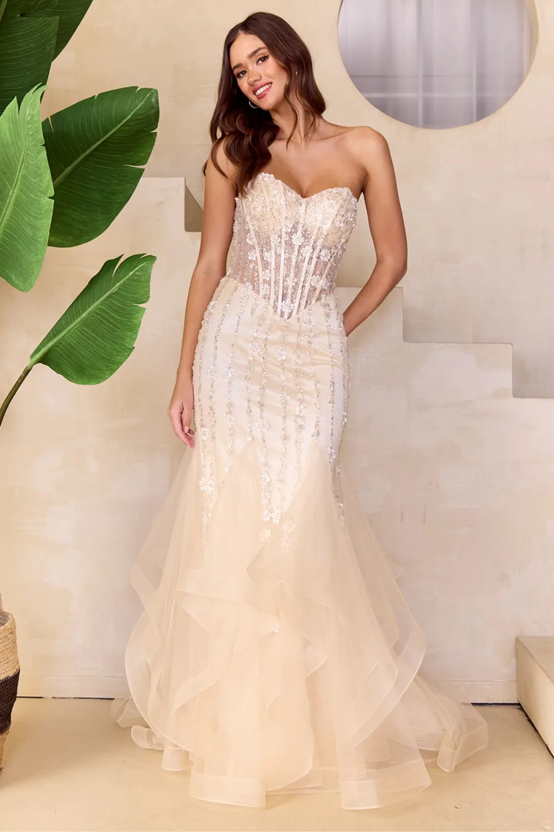 Formal Dress Sweetheart Layered Ruffles Gown By Amelia Couture 8002