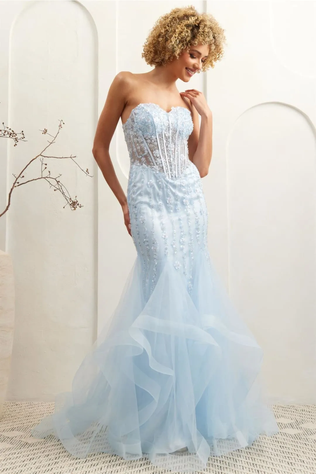 Formal Dress Sweetheart Layered Ruffles Gown By Amelia Couture 8002