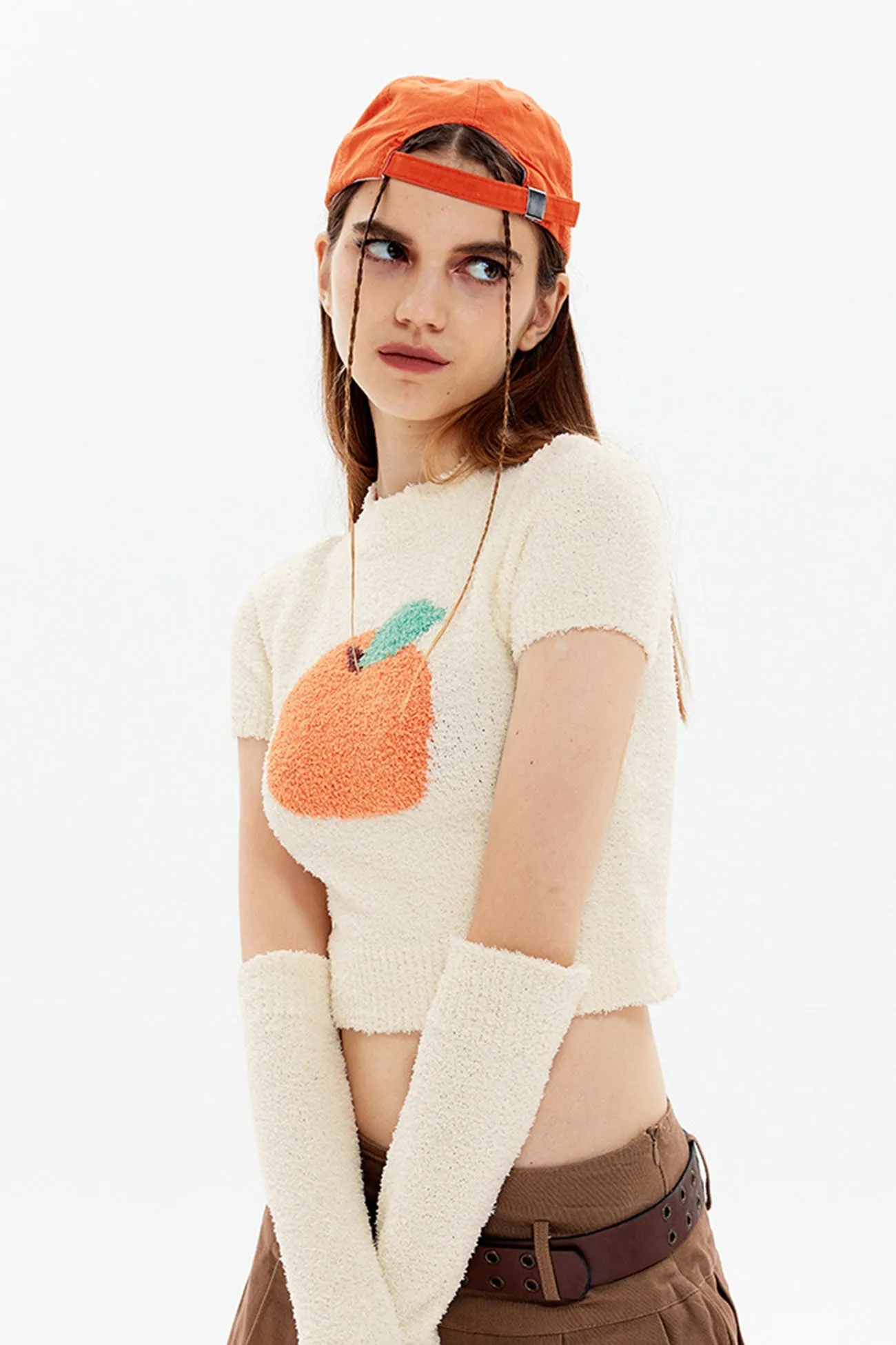 kamames Fruit Pattern Jacquard Sleevelet Sweater