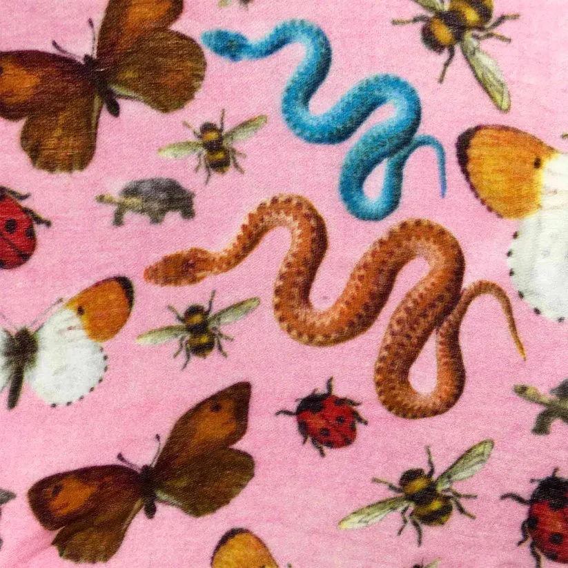 "JUNGLE DANCE" HANDPRINTED SCARF - PINK