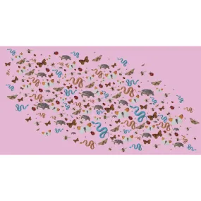"JUNGLE DANCE" HANDPRINTED SCARF - PINK