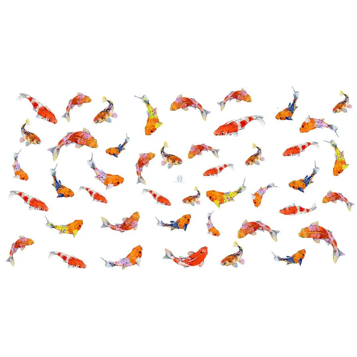 "Koi" Handprinted scarf - off white