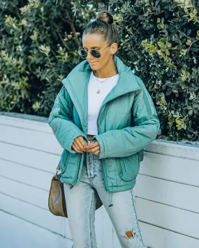 TastyHottie - Cassian Pocketed Quilted Puffer Jacket - Seafoam