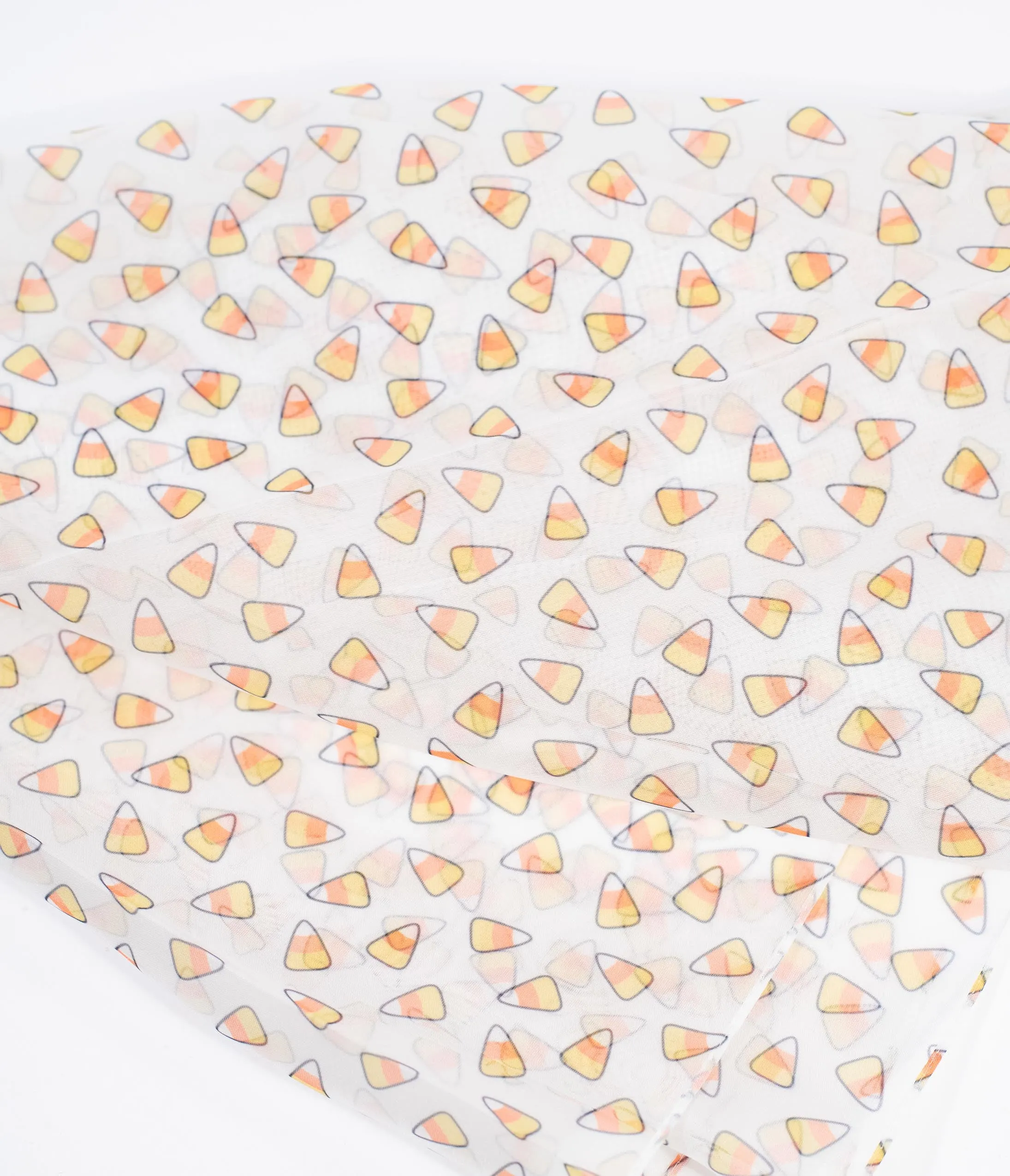Unique Vintage Pin-Up Ivory Candy Corn Print Chiffon Hair Scarf