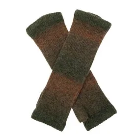Women's Long Below-Elbow Ribbed Knit Wrist Warmers with Ombre Pattern